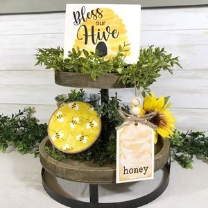 Bee Decor, Tier Tray Farmhouse Kitchen Decor